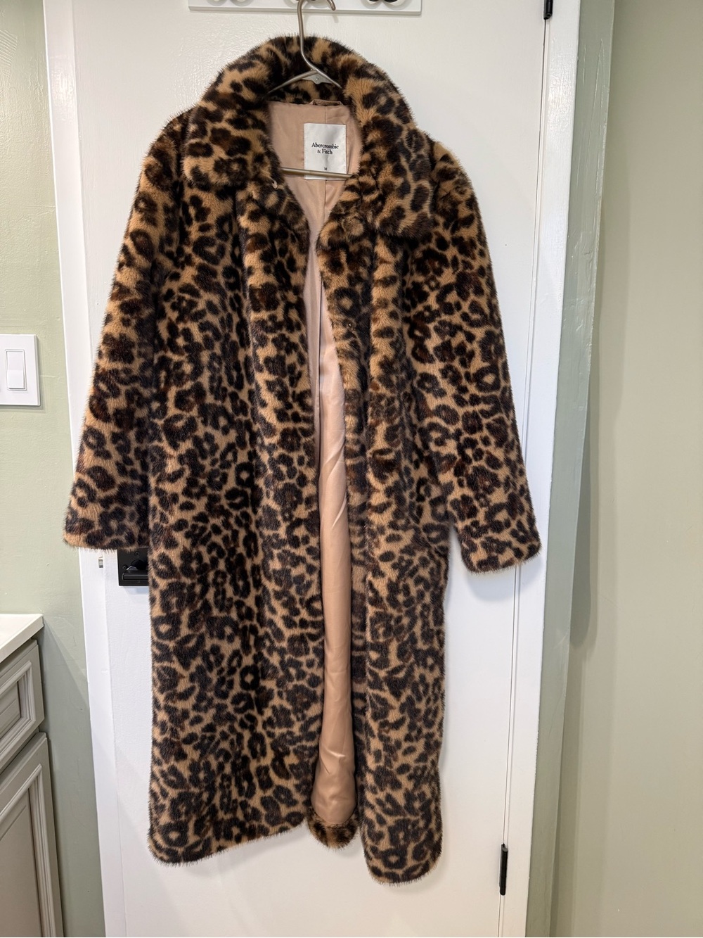 Abercrombie & Fitch Leopard Print Faux Fur Long Coat - Picture 4 of 7